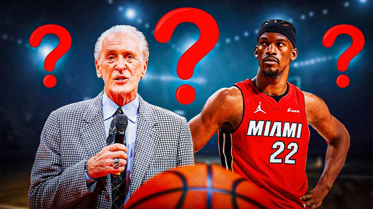Heat's Pat Riley with question marks next to Jimmy Butler