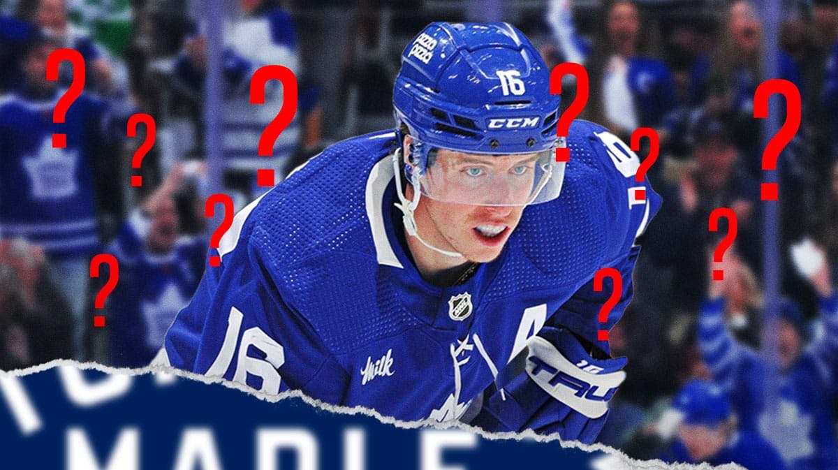 Mitch Marner, Maple Leafs uniform. Question marks all around