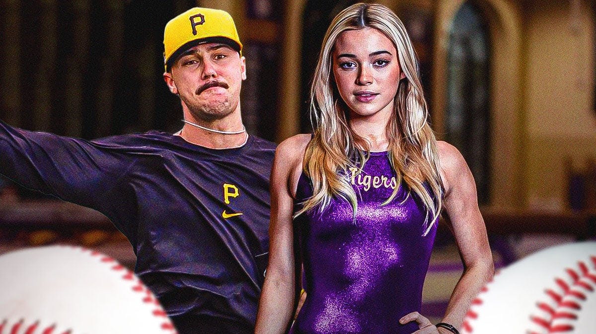 Pirates pitcher Paul Skenes next to Olivia Dunne