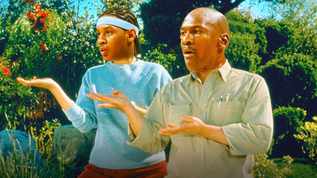 Michael Jordan as Mr. Miyagi, Carmelo Anthony as Daniel LaRusso