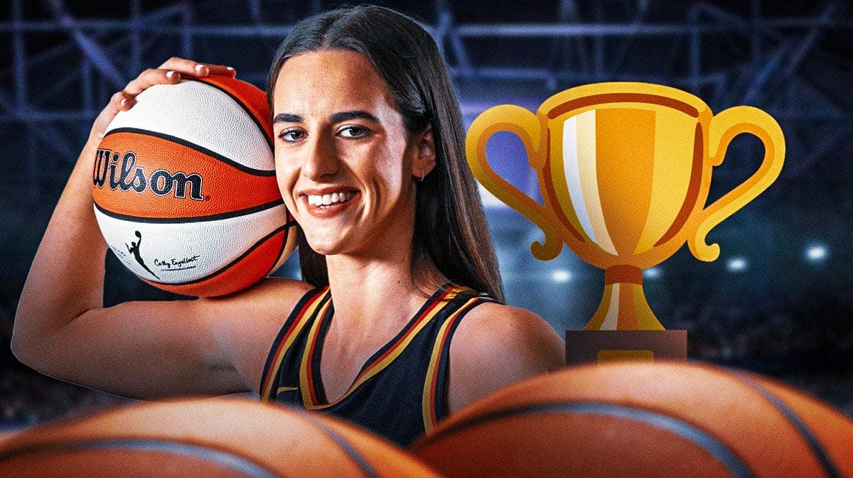 Indiana Fever player Caitlin Clark, with a trophy emoji