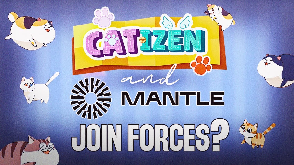mantle network logo, catizen logo, and some cats from the game