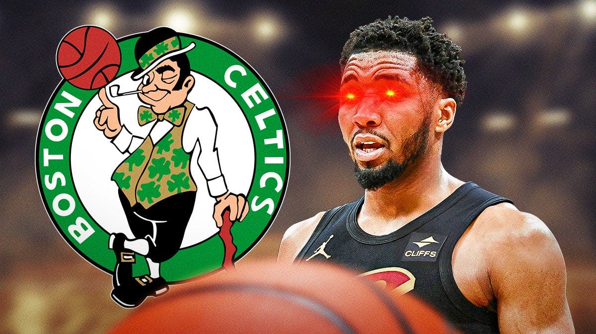 Cavs' Donovan Mitchell with laser eyes, Celtics