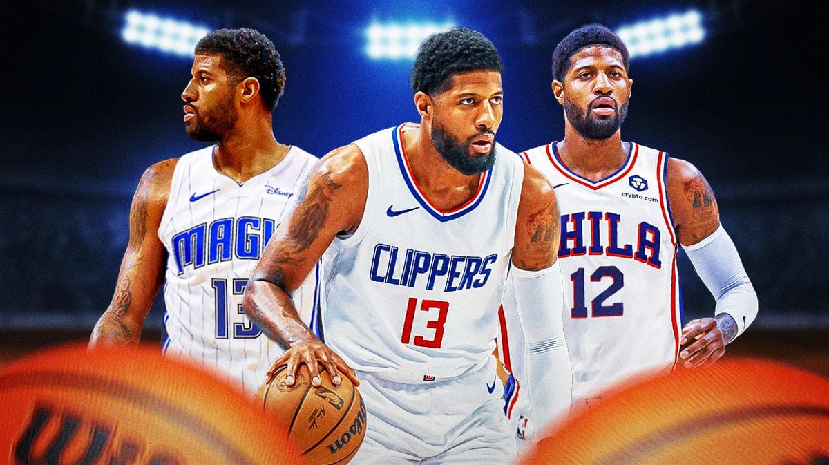 Paul George in Clippers, Sixers, Magic jerseys