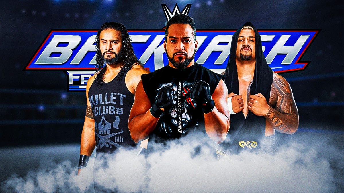 Tanga Loa next to Tama Tonga and Solo Sikoa with the 2024 WWE Backlash logo as the background.