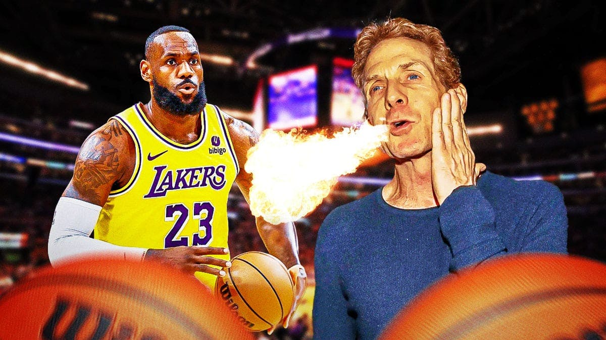 LeBron James and Skip Bayless breathing fire.