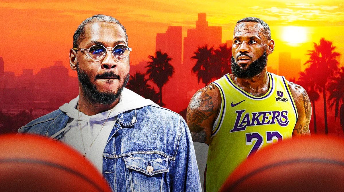 Carmelo Anthony next to LeBron James (Los Angeles Lakers)