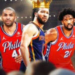 Tyrese Maxey teammates Nicolas Batum and Joel Embiid 76ers after NBA Playoffs loss to Knicks
