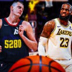 Denver Nuggets player Nikola Jokic and Los Angeles Lakers player LeBron James