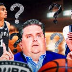 NBA insider Brian Windhorst with Spurs center Victor Wembanyama and Trae Young
