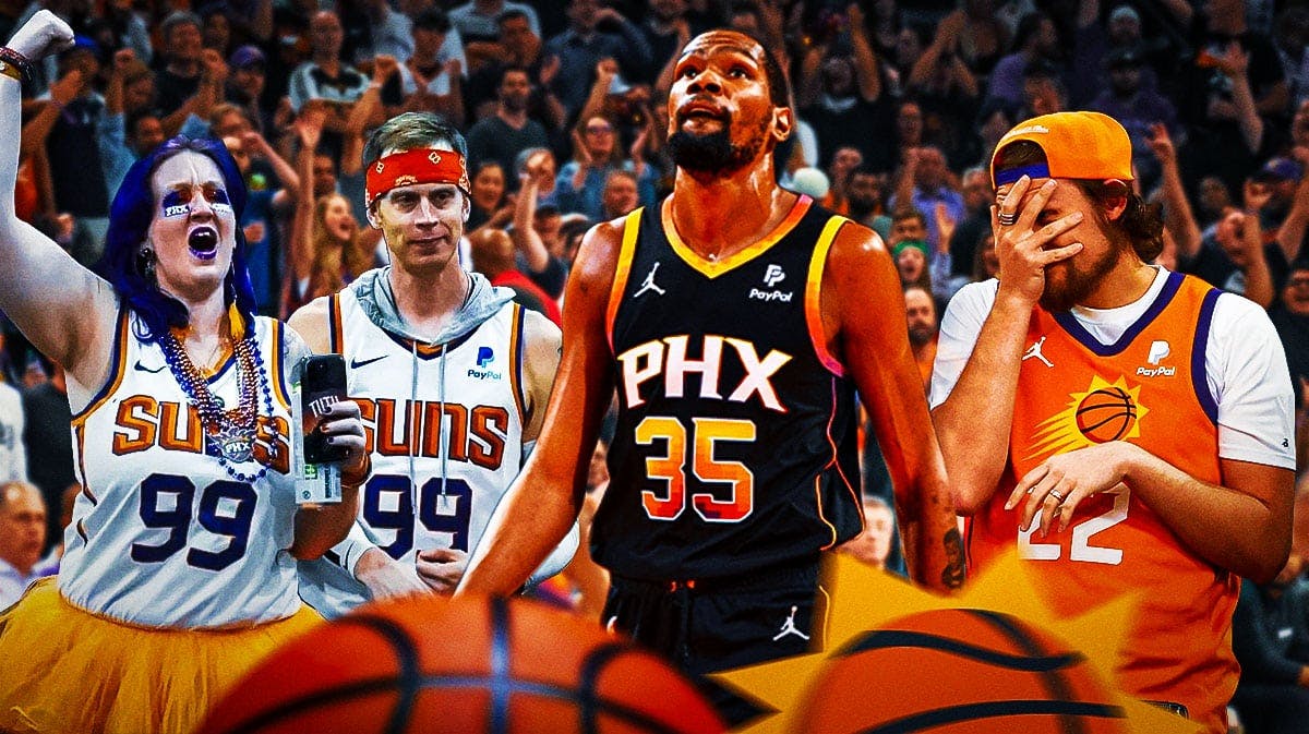 Kevin Durant surrounded by Suns fans