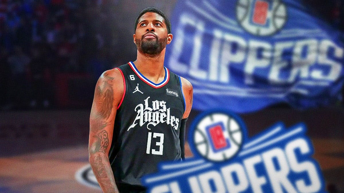 Clippers, Mavericks, Paul George, Clippers Mavericks, NBA playoffs, Paul George with Clippers arena in the background