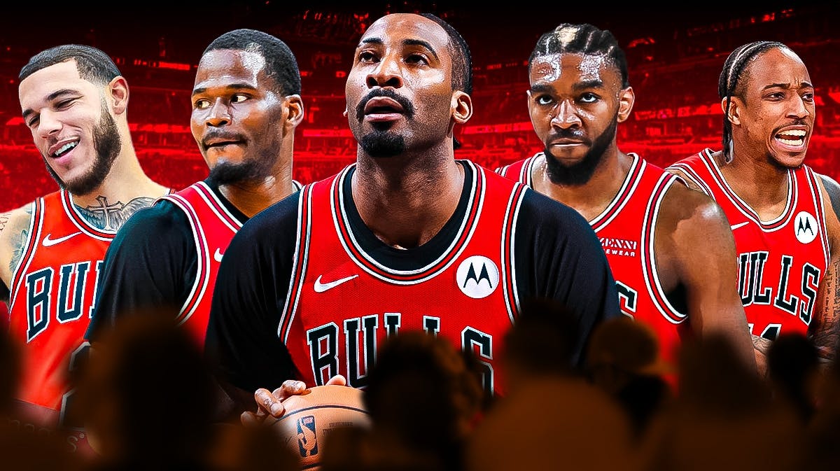 Bulls, DeMar DeRozan, Bulls free agents, NBA free agency, Bulls free agency, Javonte Green, DeMar DeRozan, Lonzo Ball, Andre Drummond and Patrick Williams with Bulls arena in the background